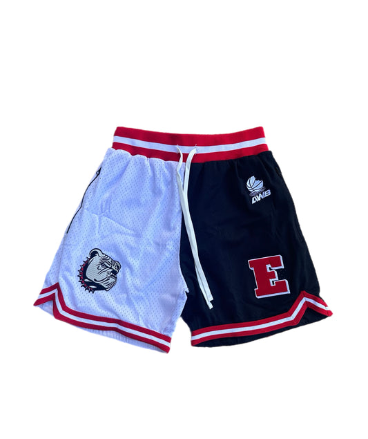 Red Rovers Split Mesh Shorts Black And White