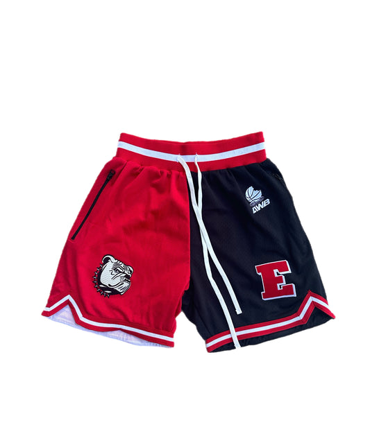 Red Rovers Split Mesh Shorts Black And Red